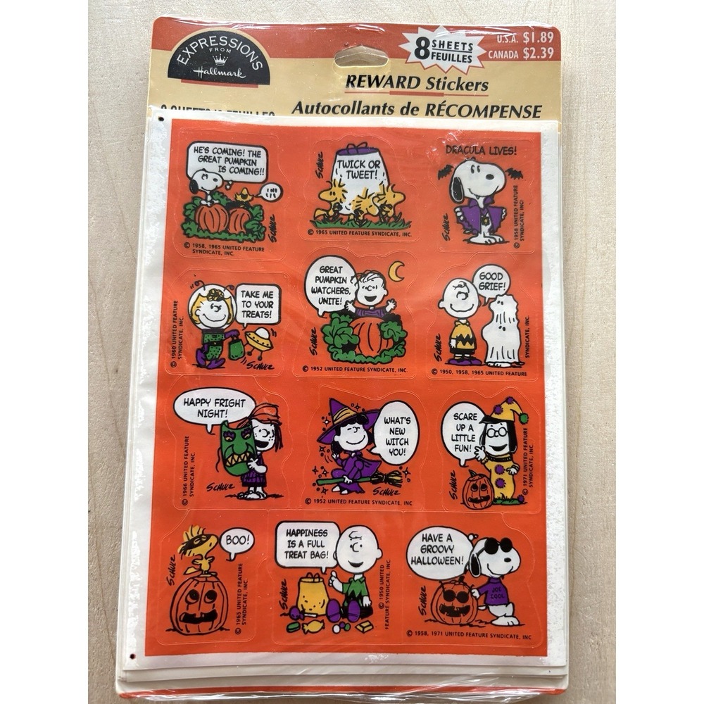 Vtg Hallmark Peanuts Halloween Stickers NIP 1980s 8 Sheets Snoopy Charlie Lucy